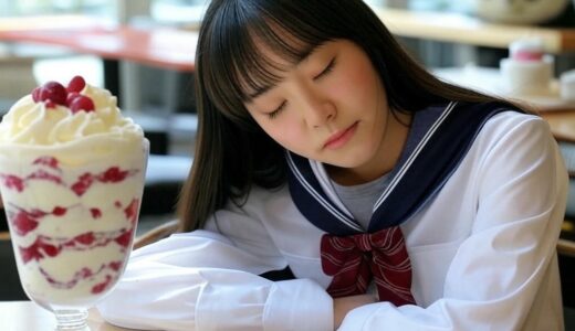 喫茶店で眠る女性