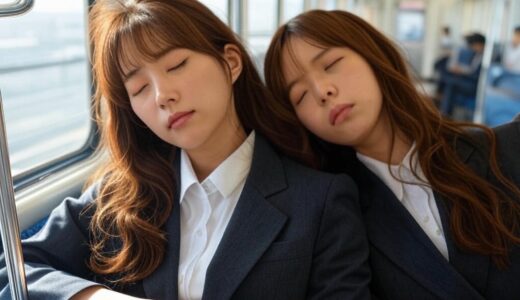 新入社員の女性の寝姿