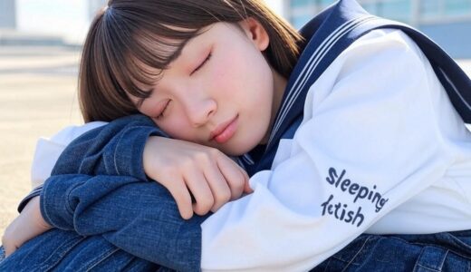 屋上で眠る女性