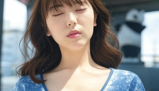 電車のホームで眠る女性その2